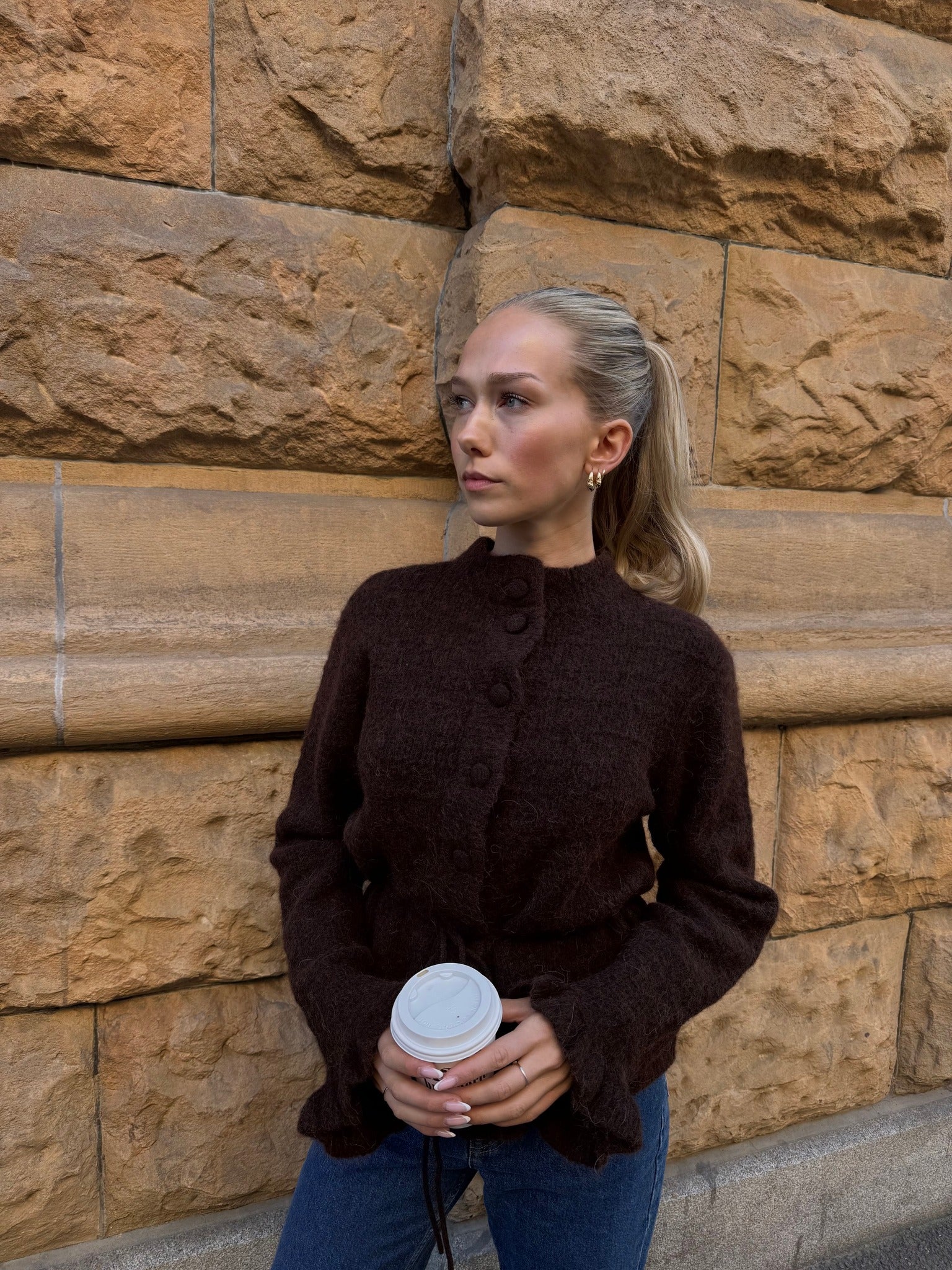 YASTHELLIS Knit Cardigan - Hot Fudge